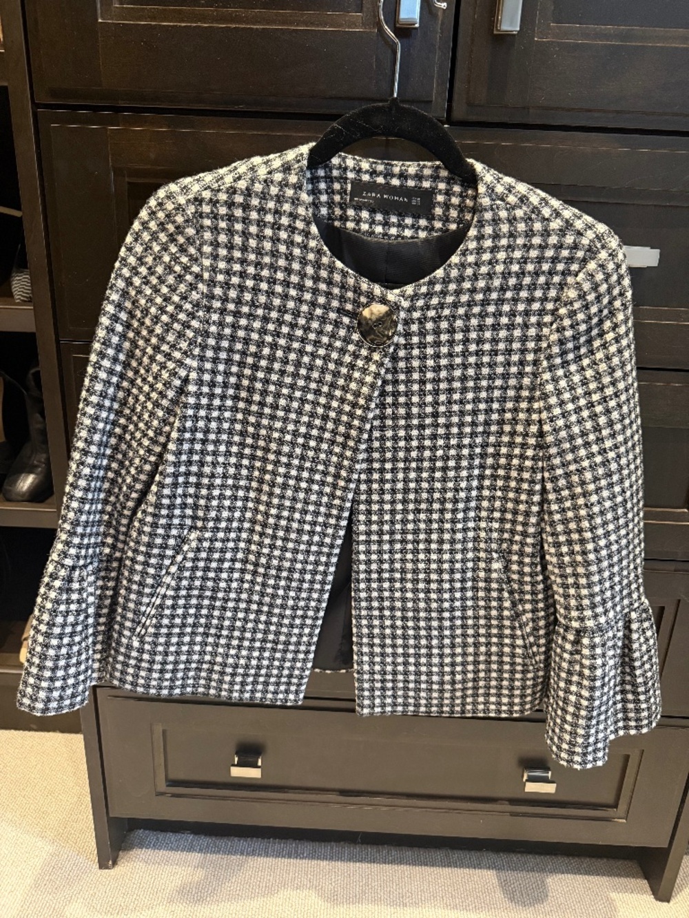 Zara Gingham Tweed Jacket